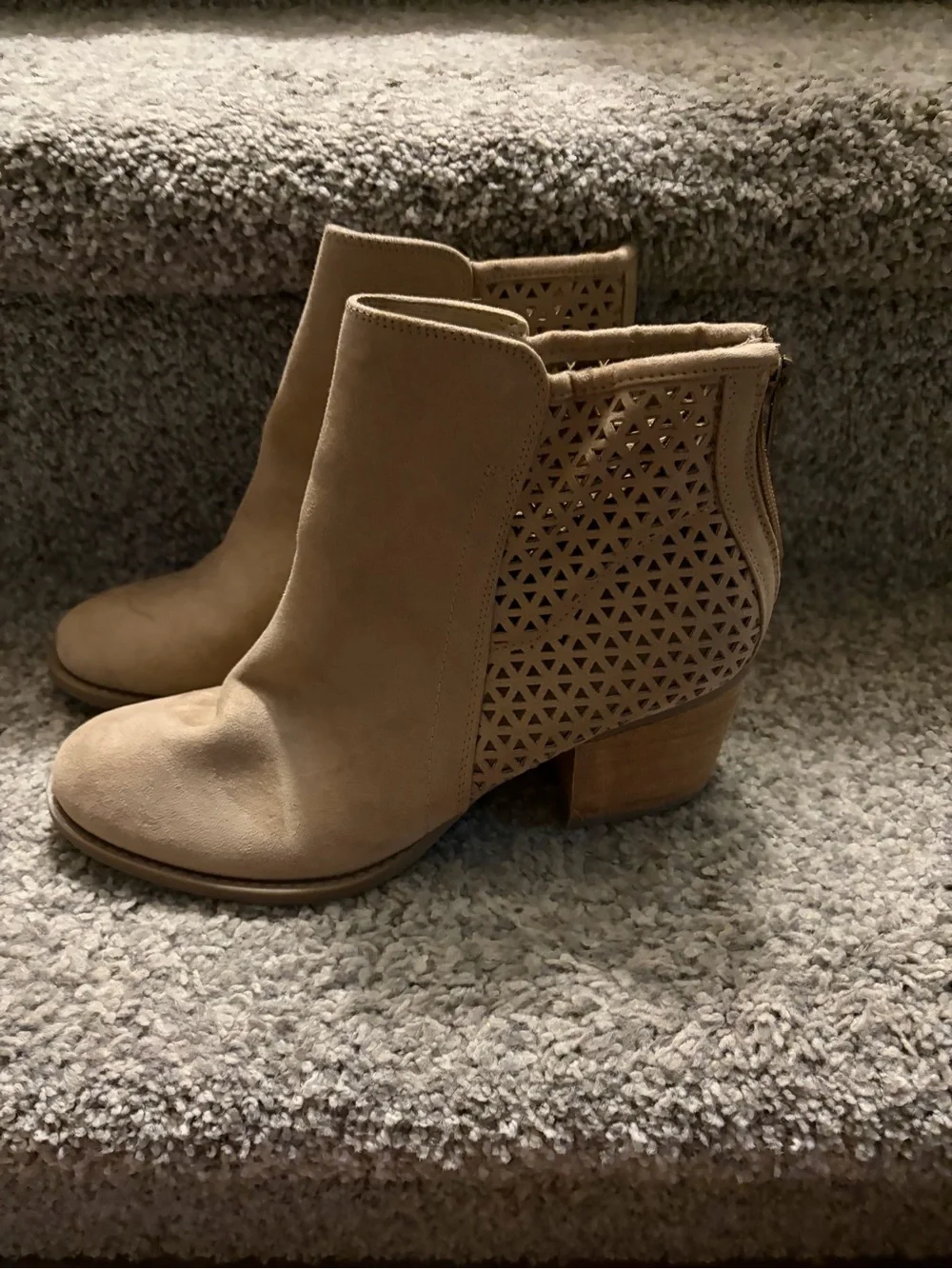 Madden Girl Taupe Suede Perforated Chelsea Booties